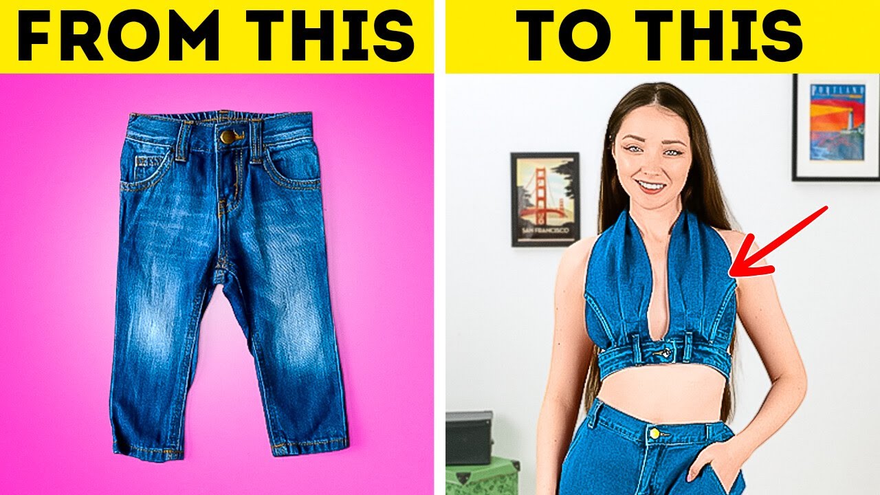 TRENDY WAYS TO REUSE OLD JEANS 👖 FASHION TIPS & TRICKS