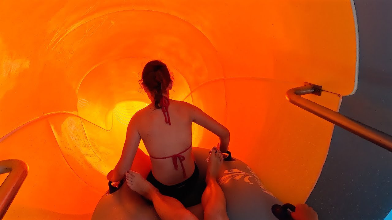 Yellow Crash Water Slide 💦 at Aqualand Moravia 🇨🇿