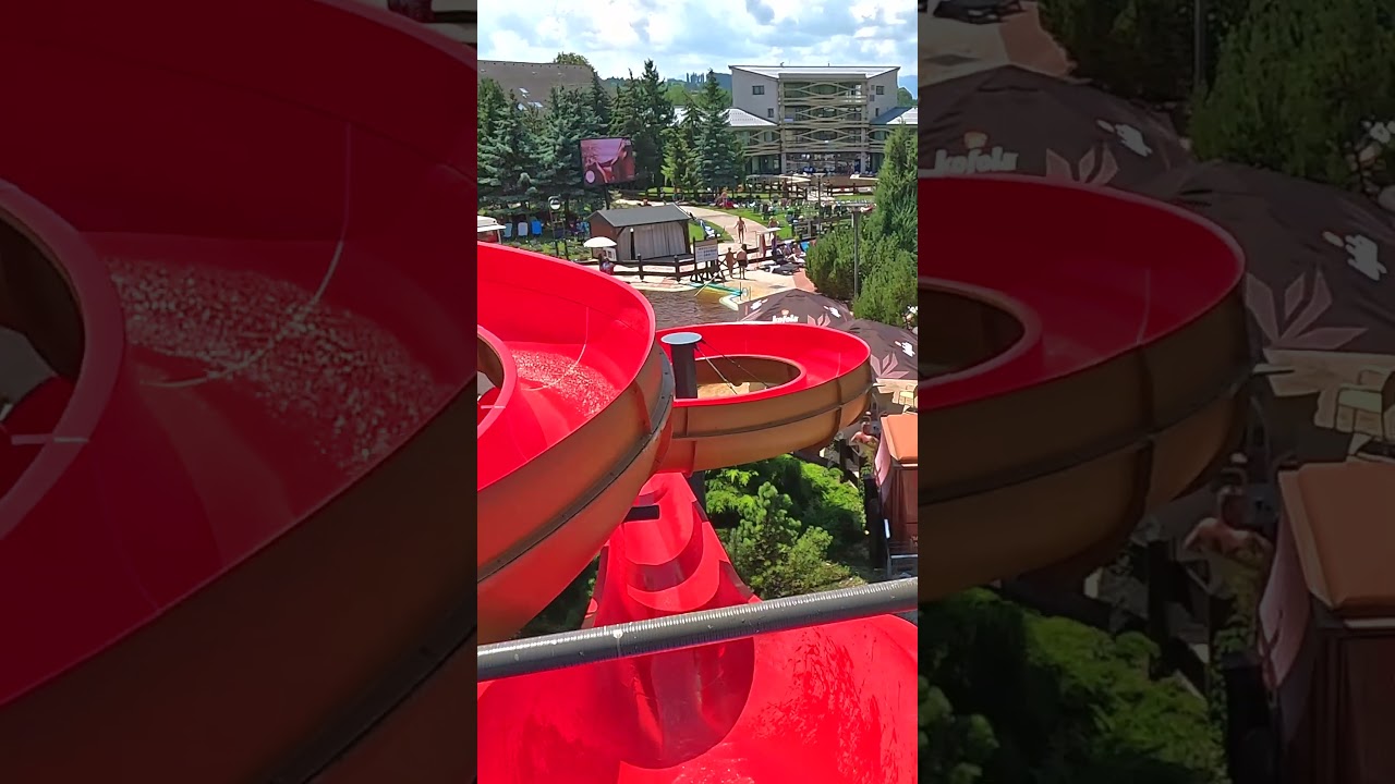 Yellow Thermal Water Slide 💦 at Waterpark Park Bešeňová 🇸🇰