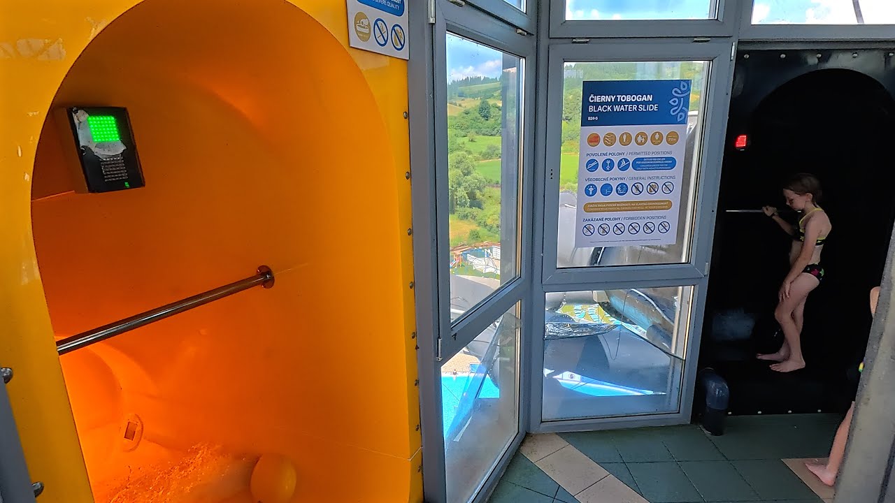 Yellow Water Slide 💦 at Waterpark Park Bešeňová 🇸🇰