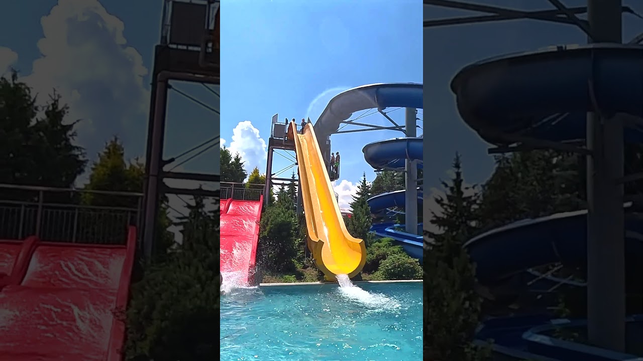Yellow Water Slide 💦 at Waterpark Park Bešeňová 🇸🇰
