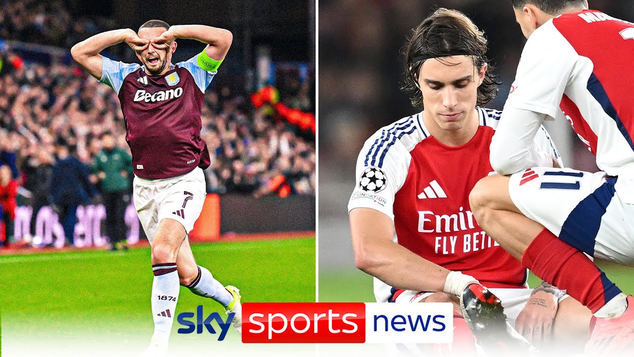 Aston Villa top of Champions League table, Arsenal win but Calafiori comes off injured