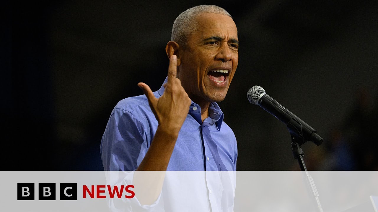 Barack Obama urges black men to mobilise behind Kamala Harris | BBC News