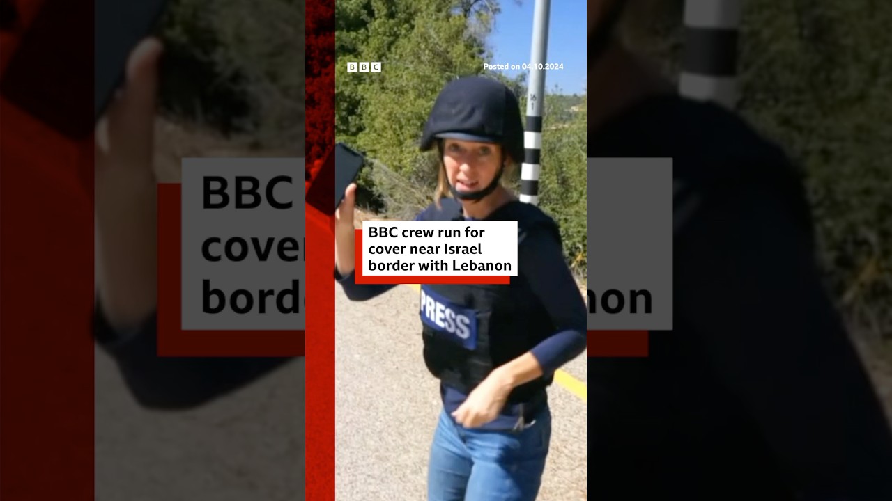 BBC crew run for cover near Lebanon-Israel border. #Lebanon #Israel #BBCNews