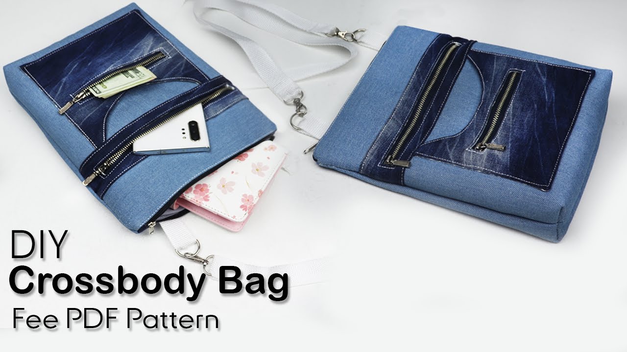 DIY Messenger Bag Making from cloth Denim Jeans Recycle / FREE Pattern