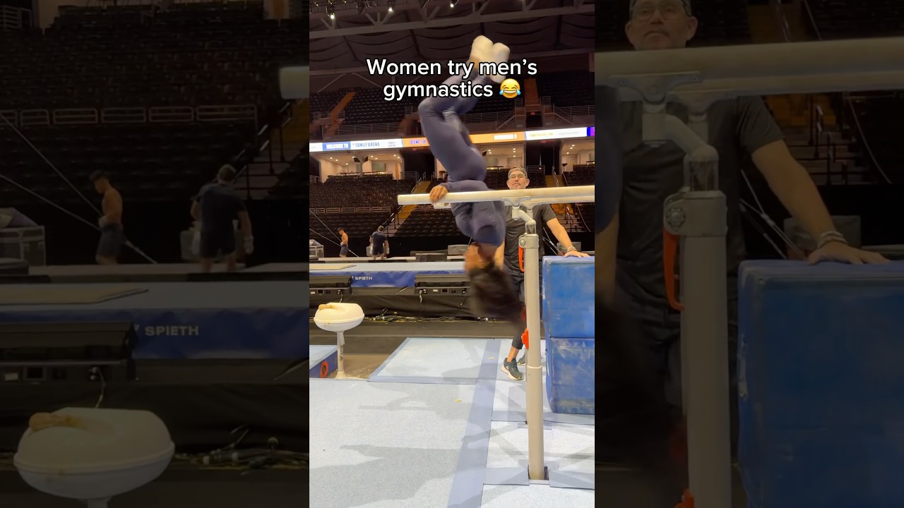 Female gymnasts try parallel bars 😳#gymnast #gymnastics #olympics #gymnasts #gym #fail #fails #d1