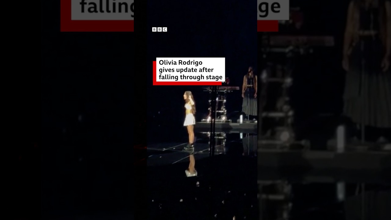 Olivia Rodrigo “ok” after falling through stage. #OliviaRodrigo #Australia #BBCNews