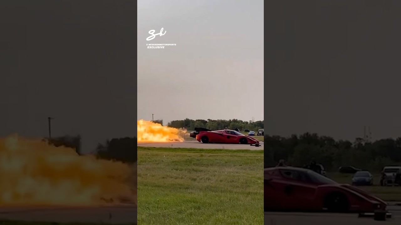 They stuck a jet engine on a Ferrari! 🔥 #engine #ferrari #jet