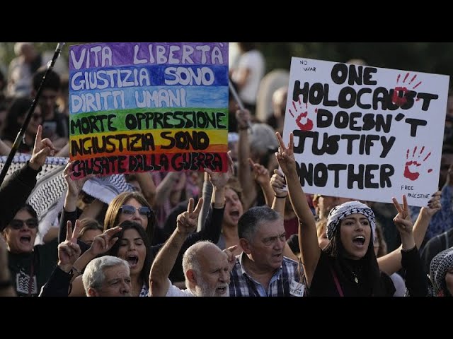 Thousands of protesters in Rome and Lisbon call for ceasefires in Gaza, Lebanon