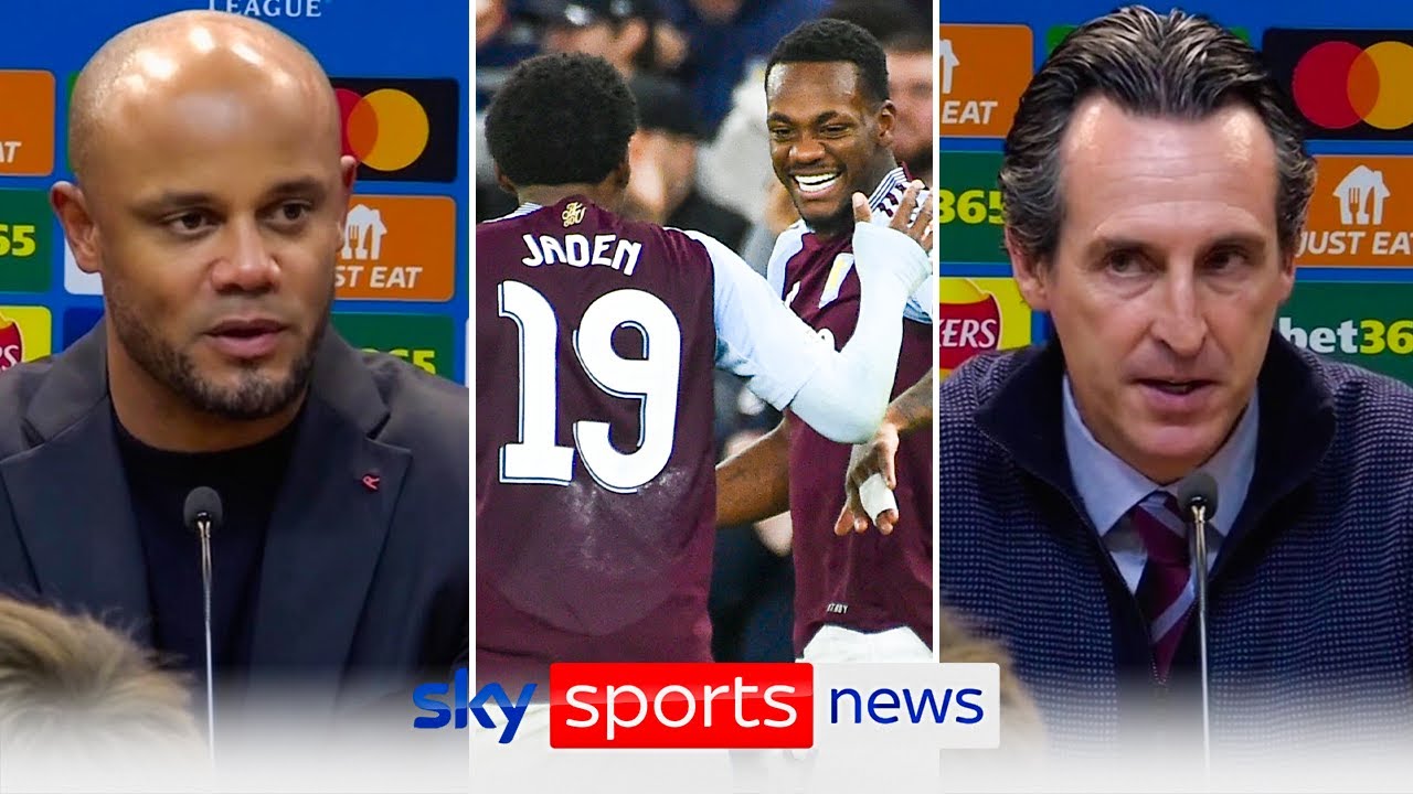 Unai Emery and Vincent Kompany react to Aston Villa 1-0 Bayern Munich in Champions League