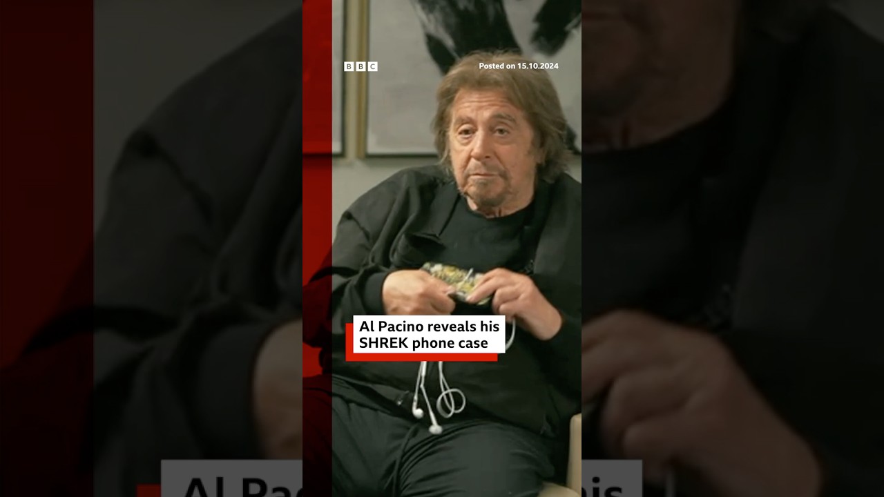 Why does Al Pacino have Shrek on his phone case? #AlPacino #Shrek #BBCNews
