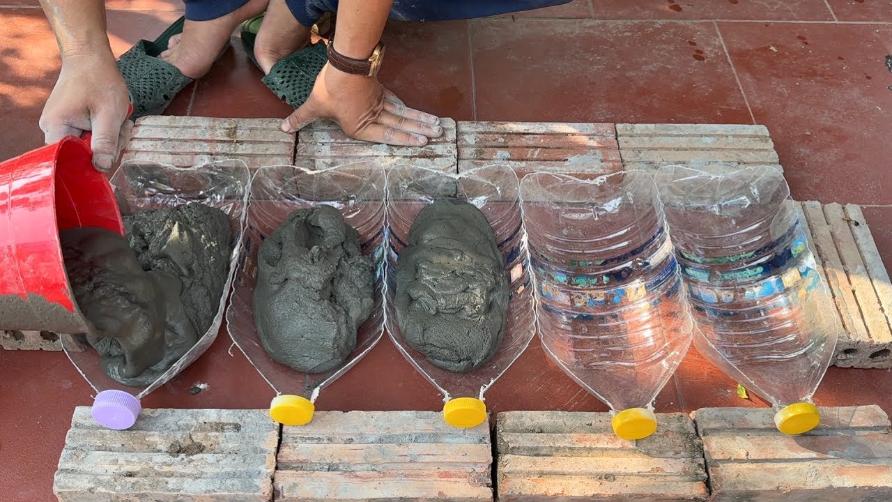 Amazing! Tips Make Cement Pots Easily From Plastic Bottles At Home For You