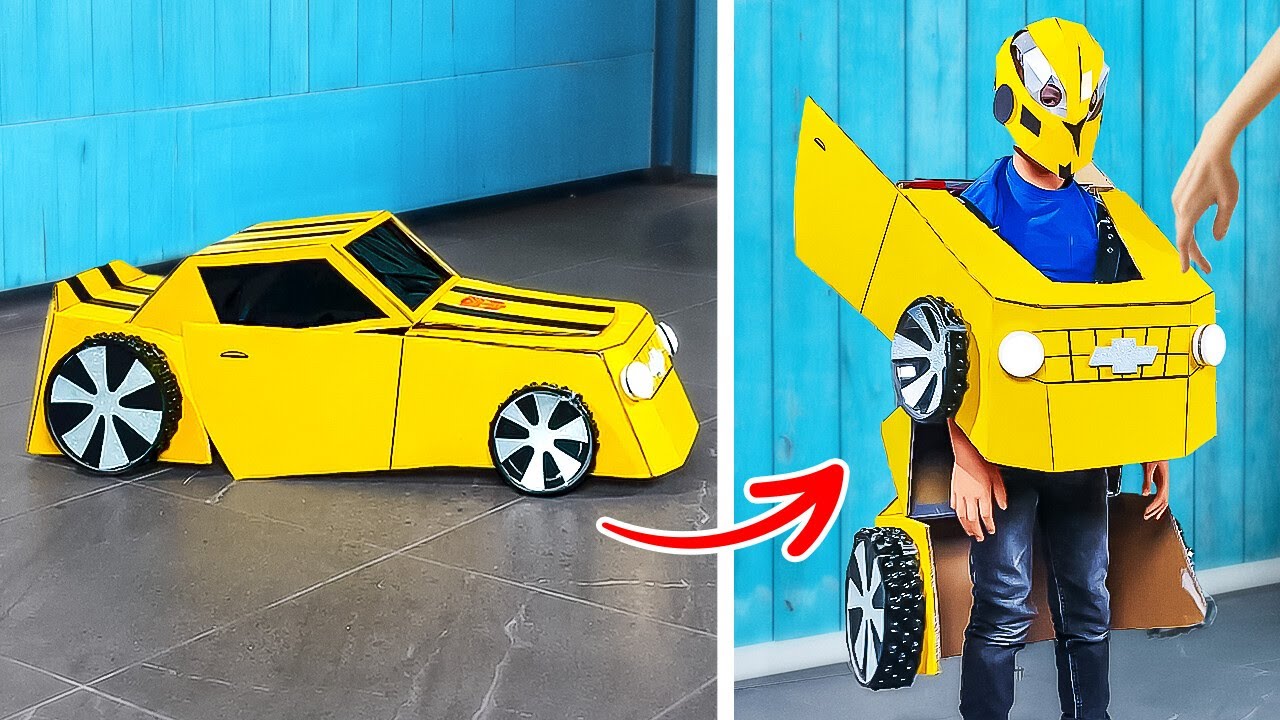 DIY CARDBOARD CAR COSTUME🚕 AMAZING PAPER CRAFTS FOR YOU!