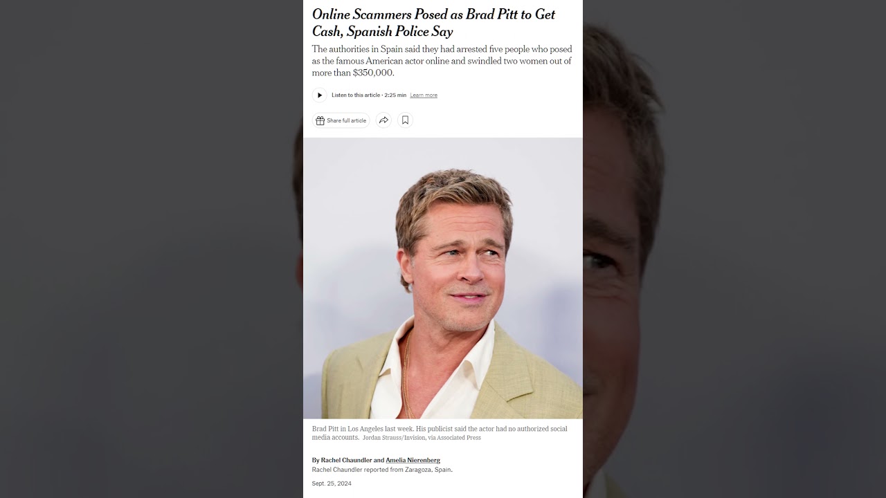Don’t Fall for Celebrity Scams: Brad Pitt is not Marrying You!