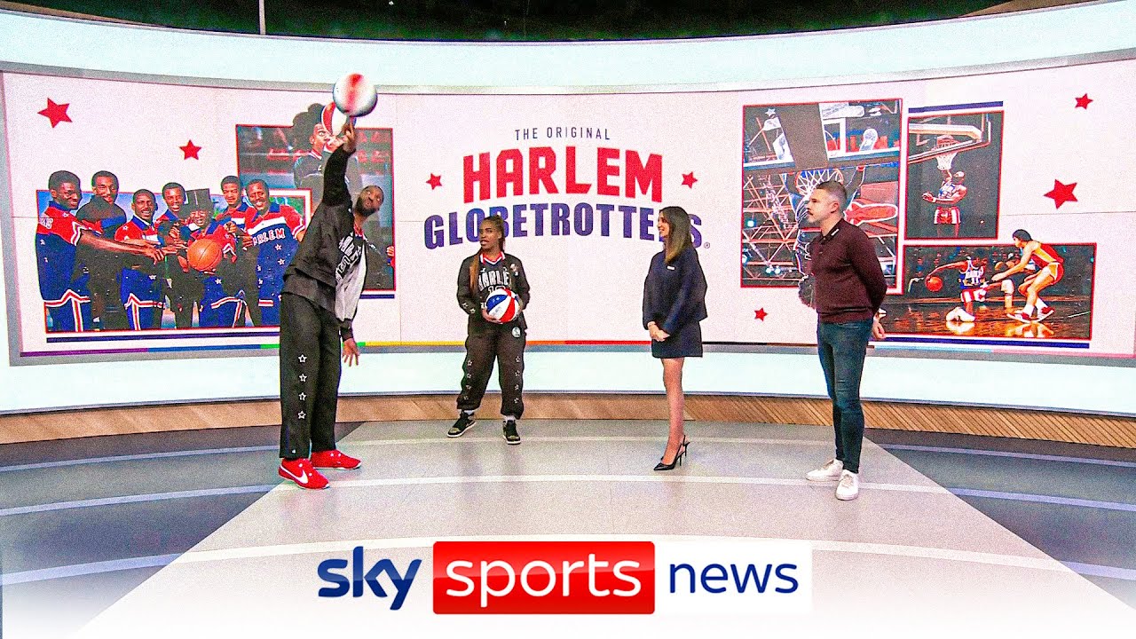 Global basketball stars Harlem Globetrotters attend Sky HQ ahead of their international tour