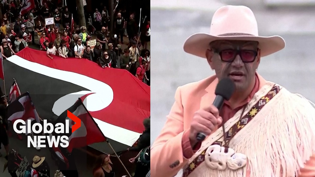 New Zealand: Thousands protest against Maori treaty bill outside Parliament