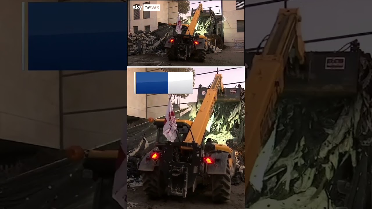 Protesting French farmers dump rubbish outside tax office in Tarascon