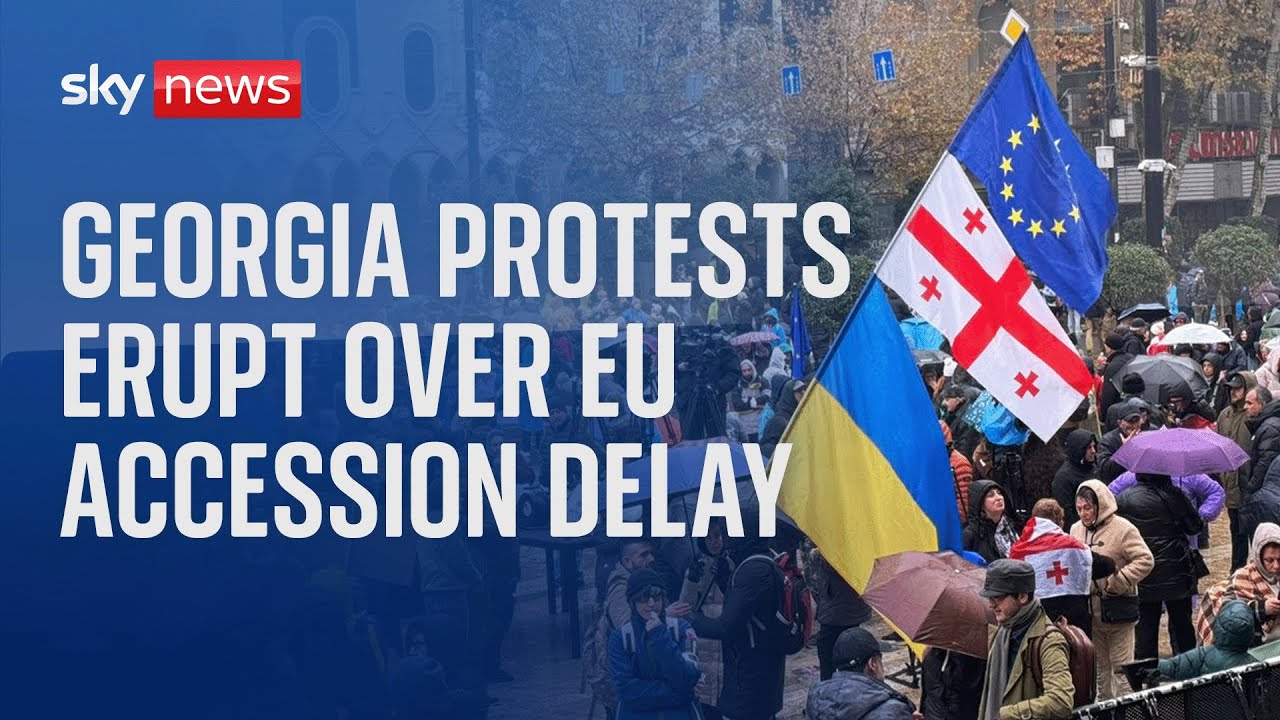 Protests begin outside the Georgian Parliament after EU Talks Delayed