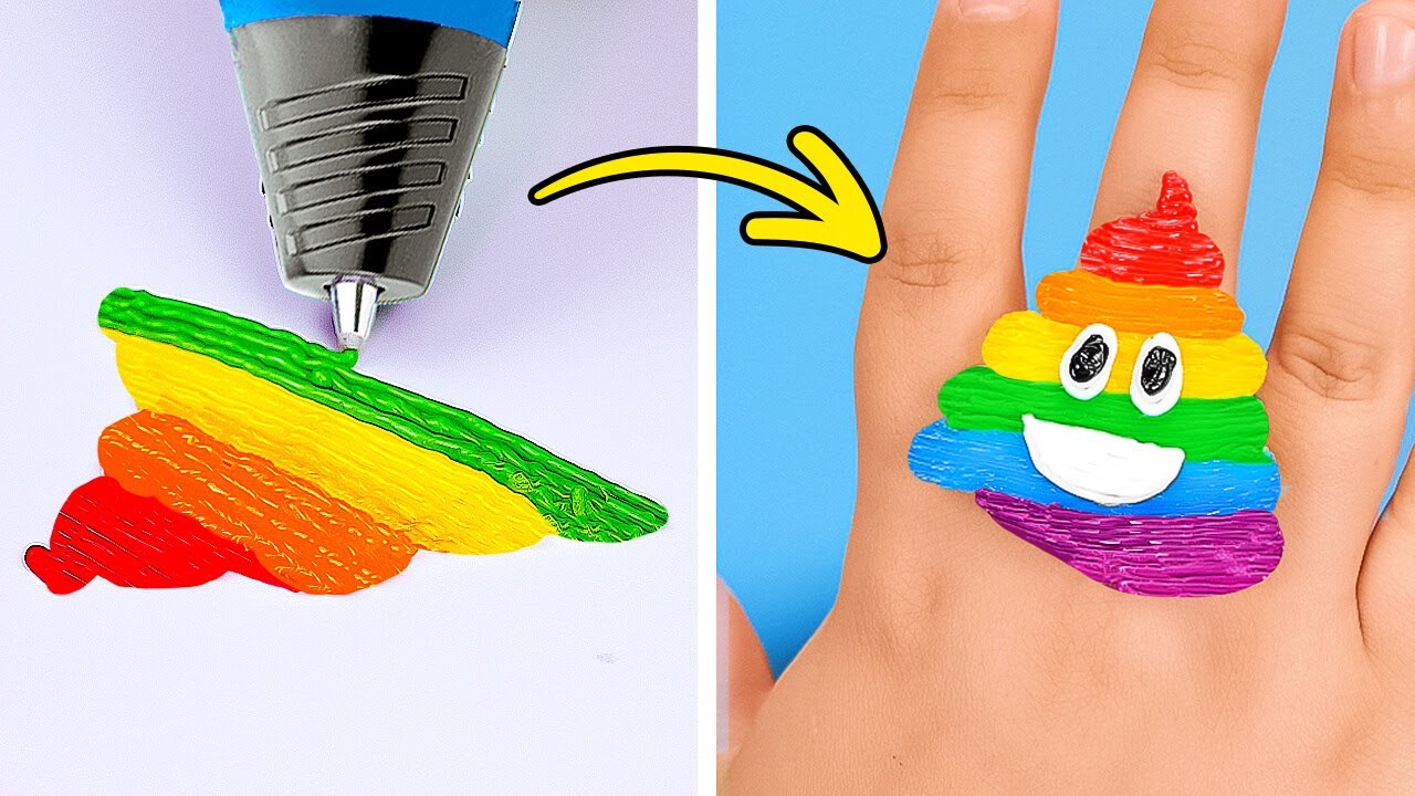 RAINBOW DIY CRAZE 🌈 AMAZING Jewellery with 3D Pen and Glue Gun!