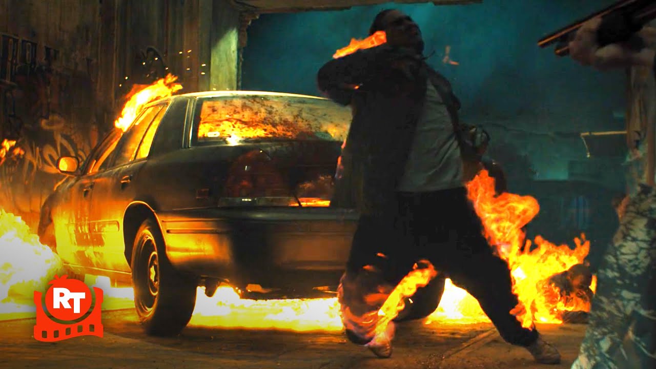 Silent Night (2023) – BOOM! Joel Kinnaman BURNS THEM ALIVE Scene | Movieclips