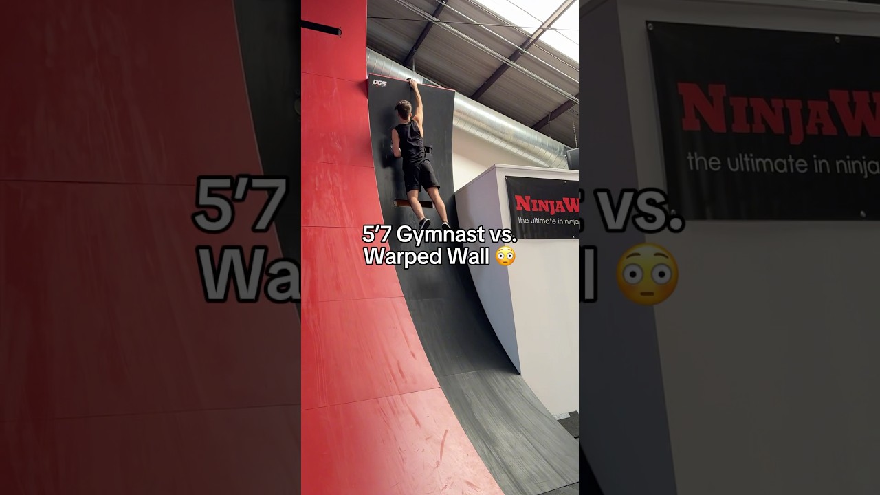 14.5 ft warped wall 😅 #gymnast #gymnastics #olympics #sports #ninja #ninjawarrior #calisthenics #d1