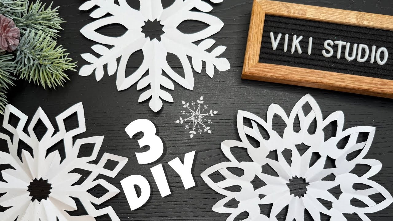 3 IDEAS ❄️ Paper Snowflake Tutorial Winter Ornaments Christmas decorations