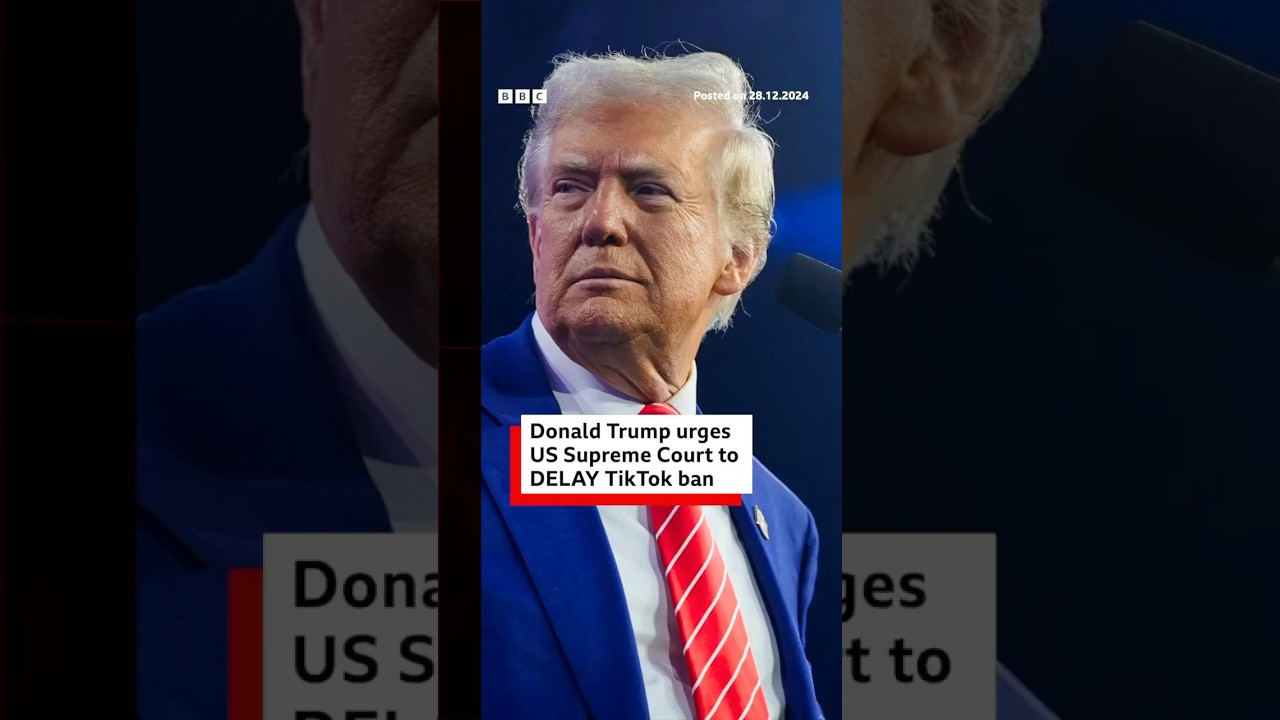 Donald Trump has asked the US Supreme Court to delay an upcoming TikTok ban. #Shorts #BBCNews