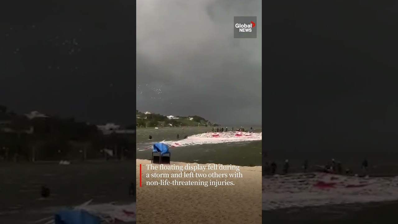 Giant floating Christmas tree display collapses on Rio beach, killing 1