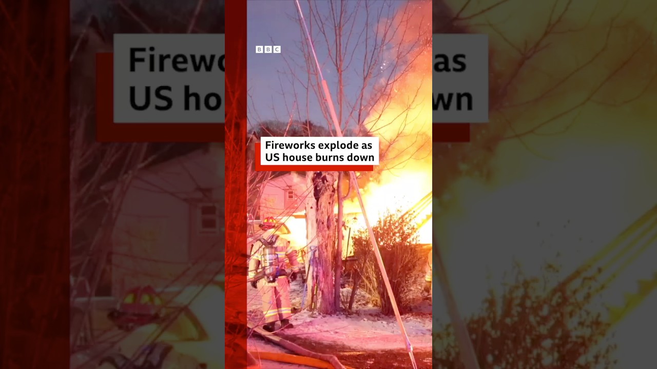 No injuries were reported as fireworks exploded during a fire in Massachusetts. #BBCNews