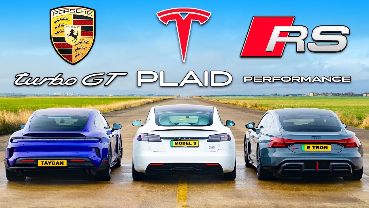 Porsche Taycan Turbo GT v Tesla v Audi RS GT: DRAG RACE