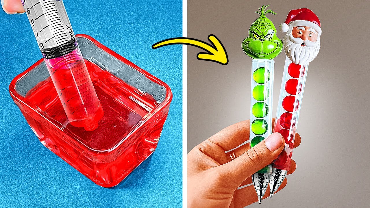 SQUISHY FUNNY PEN 🍡🍎 DIY COLOURFUL SCHOOL SUPPLIES TO TRY AT HOME