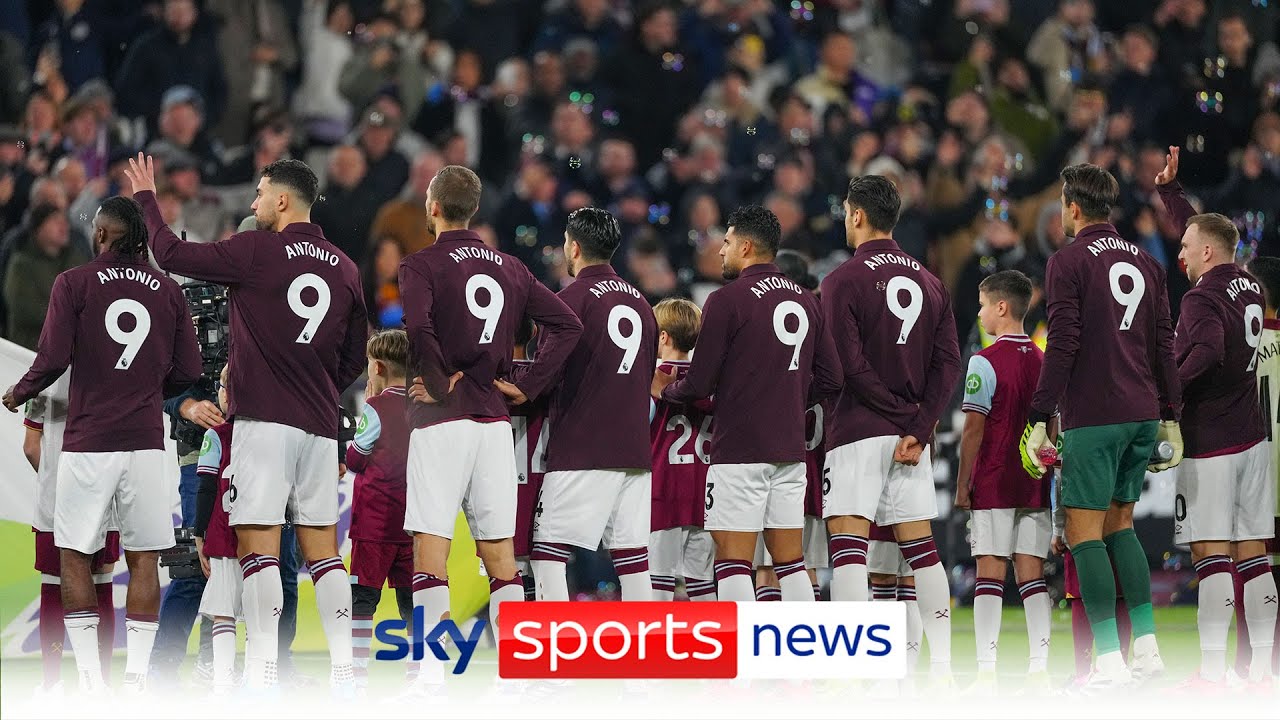 West Ham squad pay tribute to Michail Antonio and celebrate a 2-1 victory against Wolves