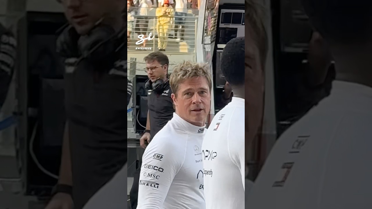 When Brad Pitt spots you in the crowd…🤣 #bradpitt #f1 #supercarblondie