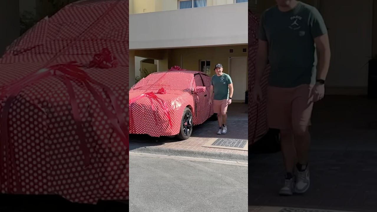 When she asks for her car wrapping for Christmas…🤣 #christmas #cars #prank