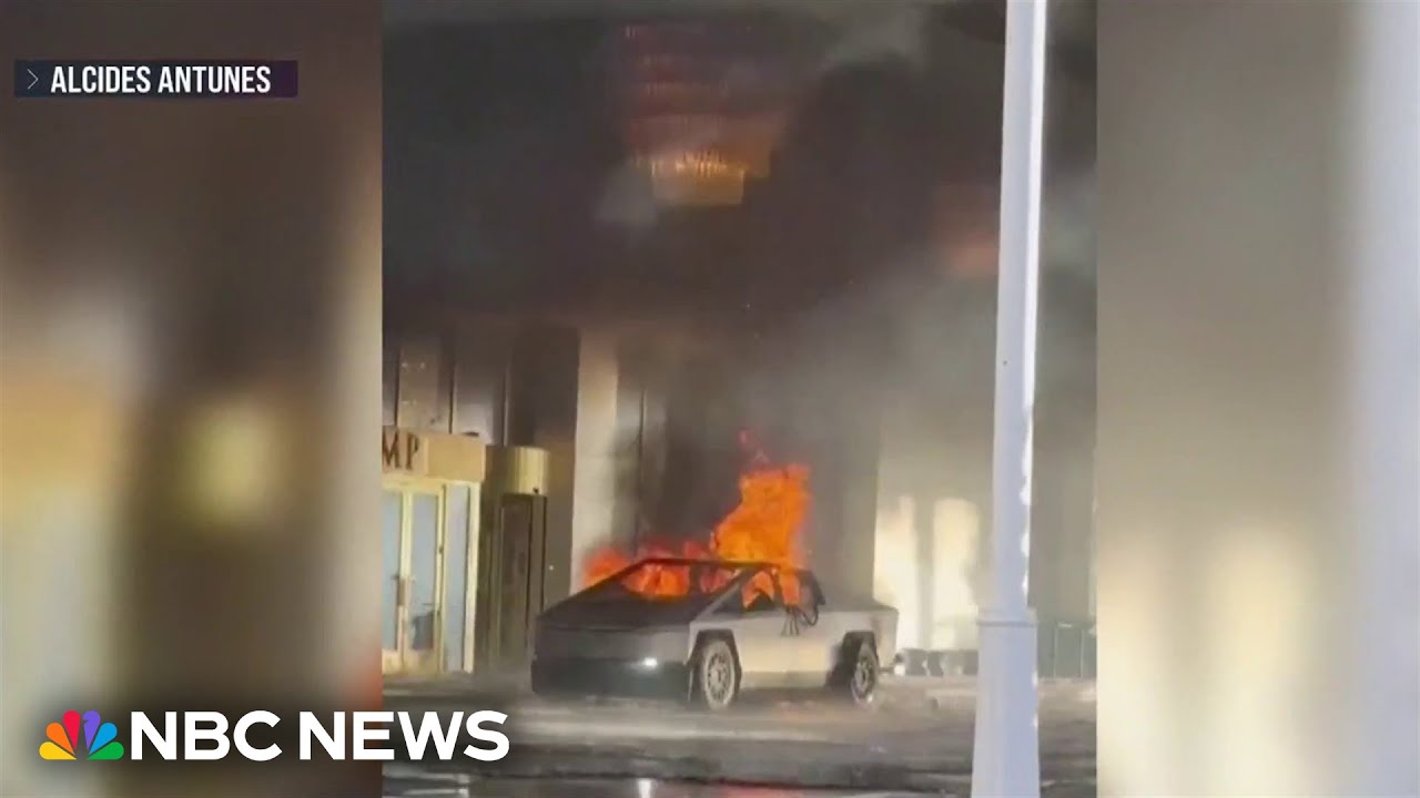 1 dead after Tesla Cybertruck bursts into flames outside Trump hotel in Las Vegas
