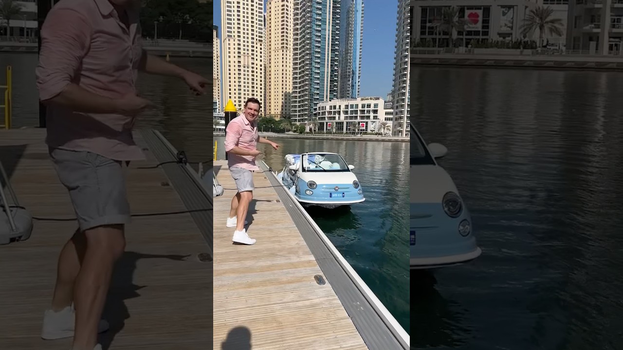 A Fiat 500 that drives… on water! 😨 #fiat #cars #boats