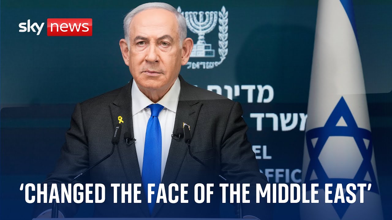Benjamin Netanyahu delivers a statement ahead of expected Gaza ceasefire