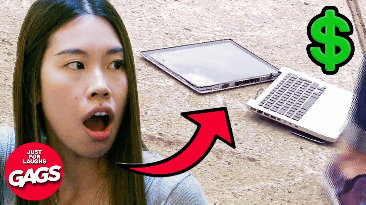 Breaking MacBooks On College Campus Prank | Just For Laughs Gags