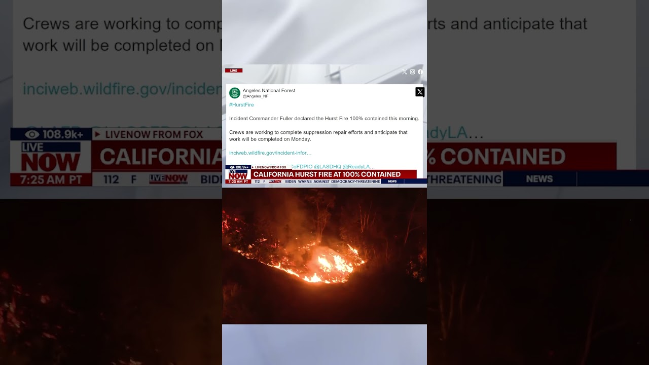 California Hurst Fire: 100% contained #breaking #hurstfire #palisadesfire