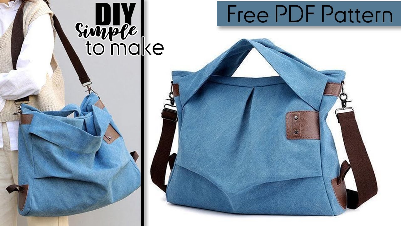 DIY Canvas Casual Large Bag Tutorial Step by Step at Home Sewing Idea FREE PATTERN
