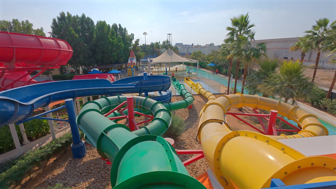 Green Twin Chaser Water Slide at Legoland Dubai 🇦🇪