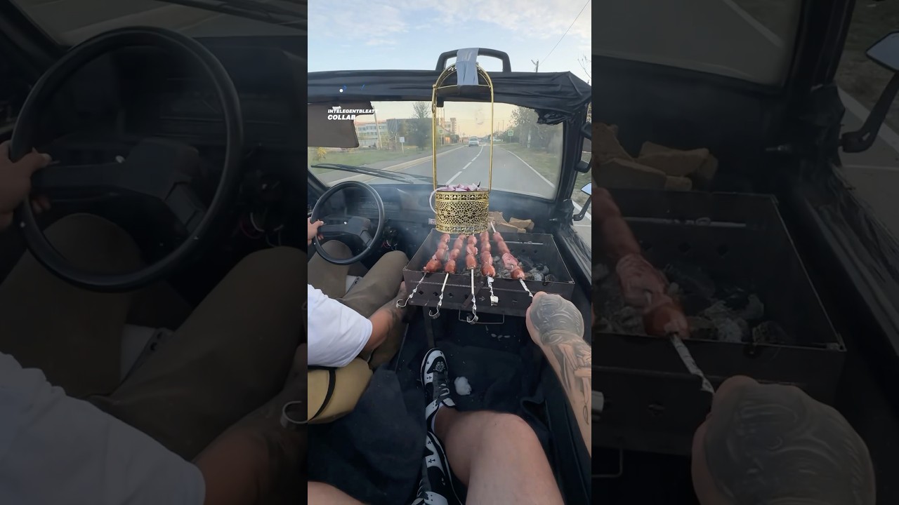 Imagine having a BBQ inside your car…🤣 #bbq #cars #funny