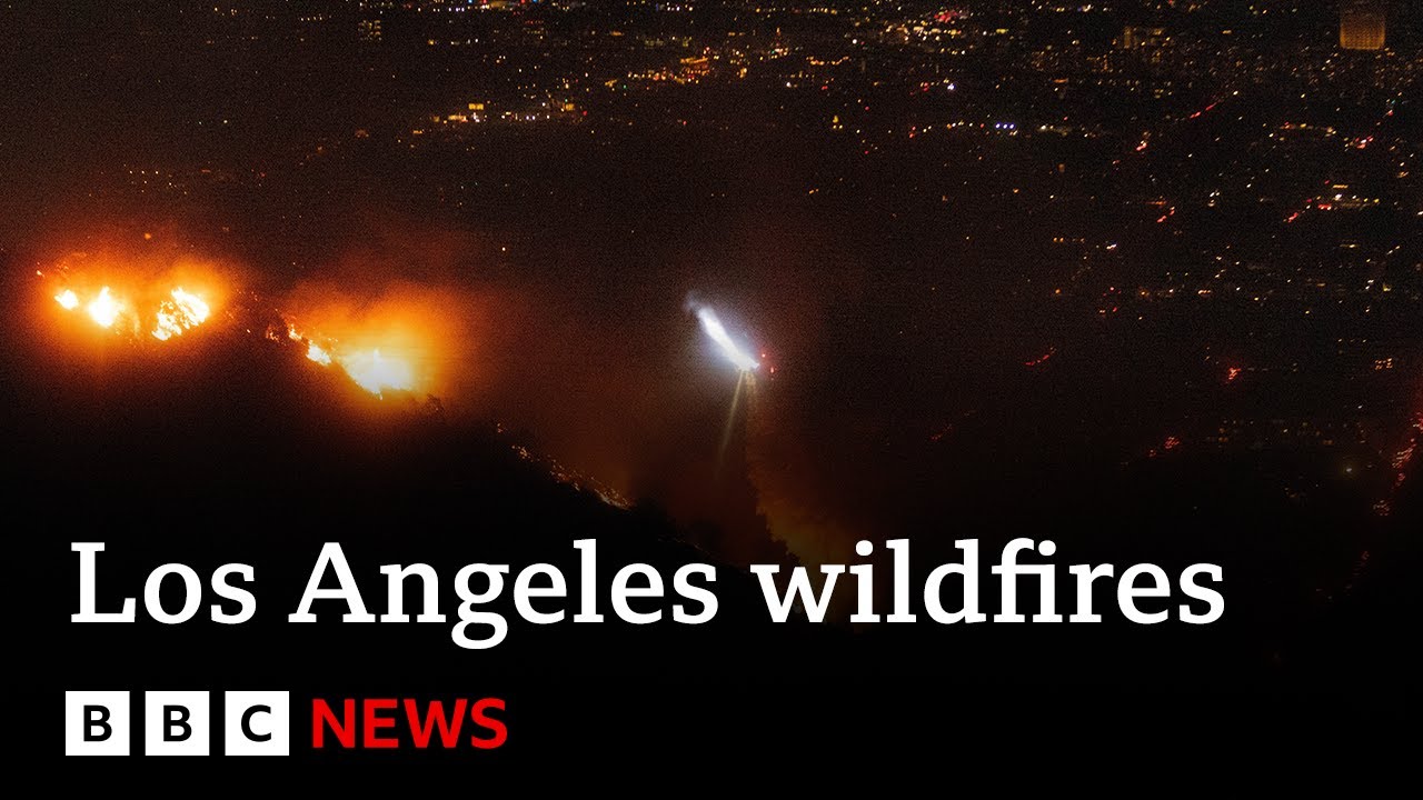 LIVE: Los Angeles wildfires approach Hollywood sign, with Sunset Boulevard in ruins | BBC News