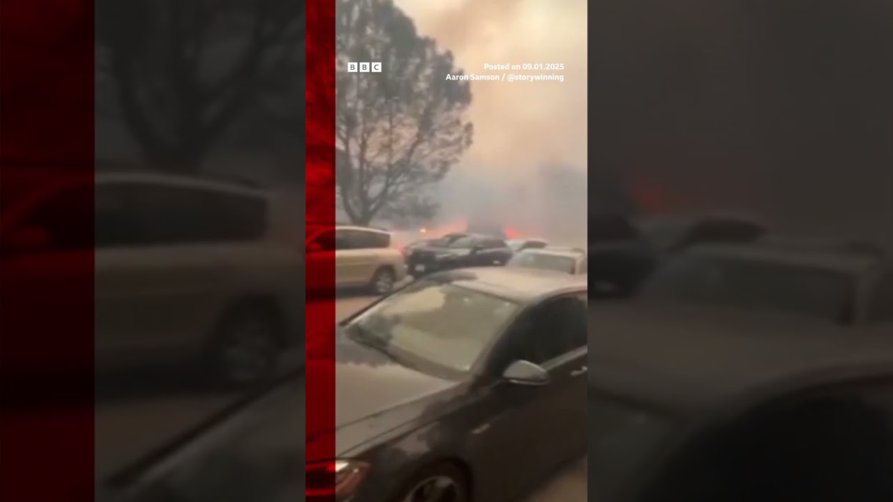 Man helps elderly father-in-law flee LA wildfires. #LosAngeles #Wildfires #BBCNews