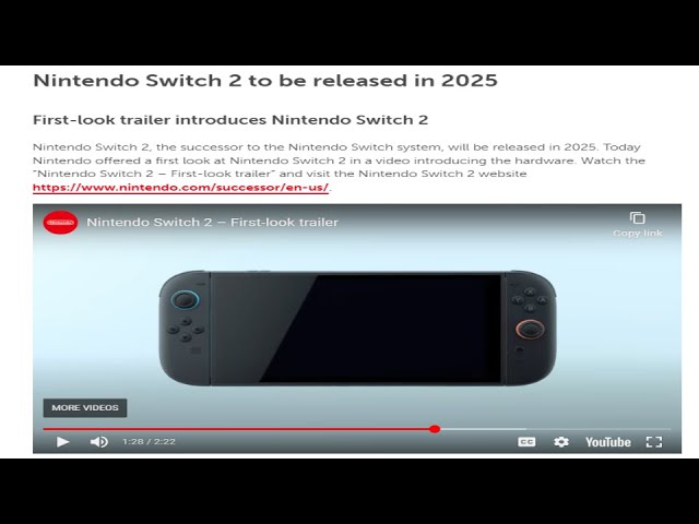 Nintendo Switch 2 Has Been Revealed