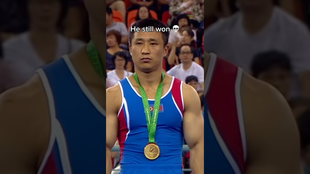 North Korean Gymnast wins gold after injuring his ankle 🤯🤯🤯 #gymnastics #gymnast #olympics #sport