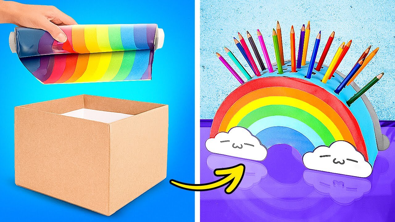RAINBOW-THEMED SCHOOL SUPPLIES 🌈🏫 EASY CRAFTS & HACKS