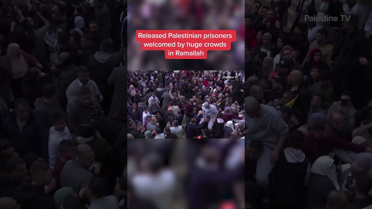 Released Palestinian prisoners welcomed by huge crowds in Ramallah