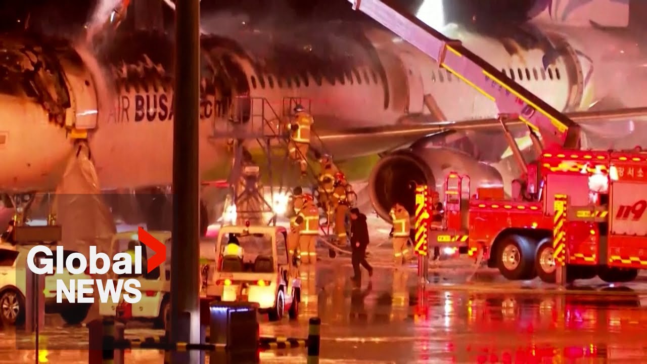 South Korean plane catches fire at Busan airport
