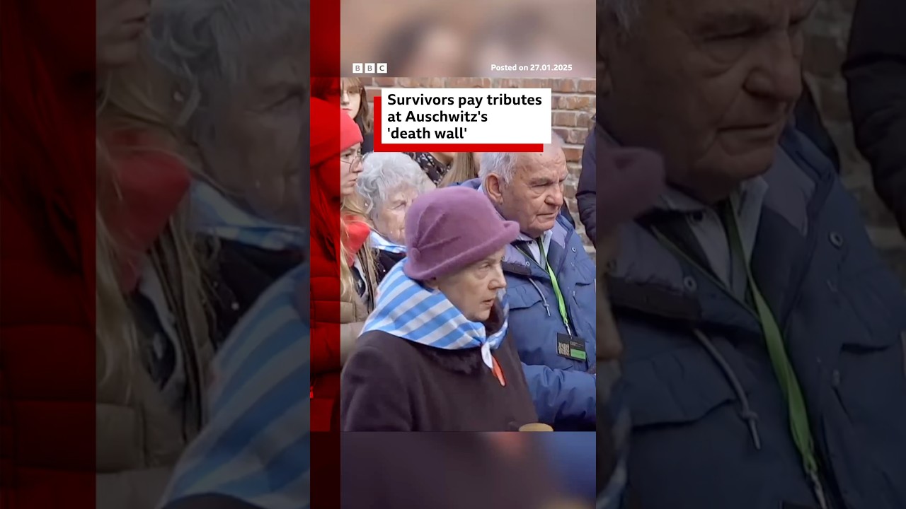 Survivors pay tributes at Auschwitz’s “death wall”. #Auschwitz #HolocaustMemorialDay #BBCNews